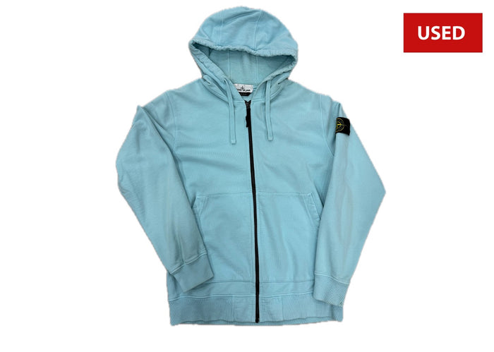 (USED) Stone Island Zip-Up Hoodie Cyan
