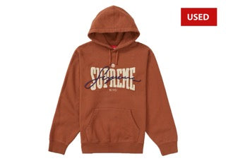 (USED) Supreme Embroidered Chenille Hooded Sweatshirt Brown