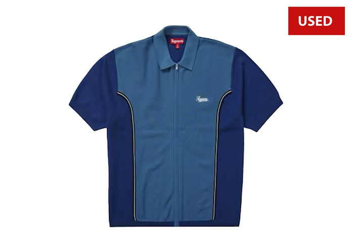 (USED) Supreme Piping Zip Up Polo Dark Blue