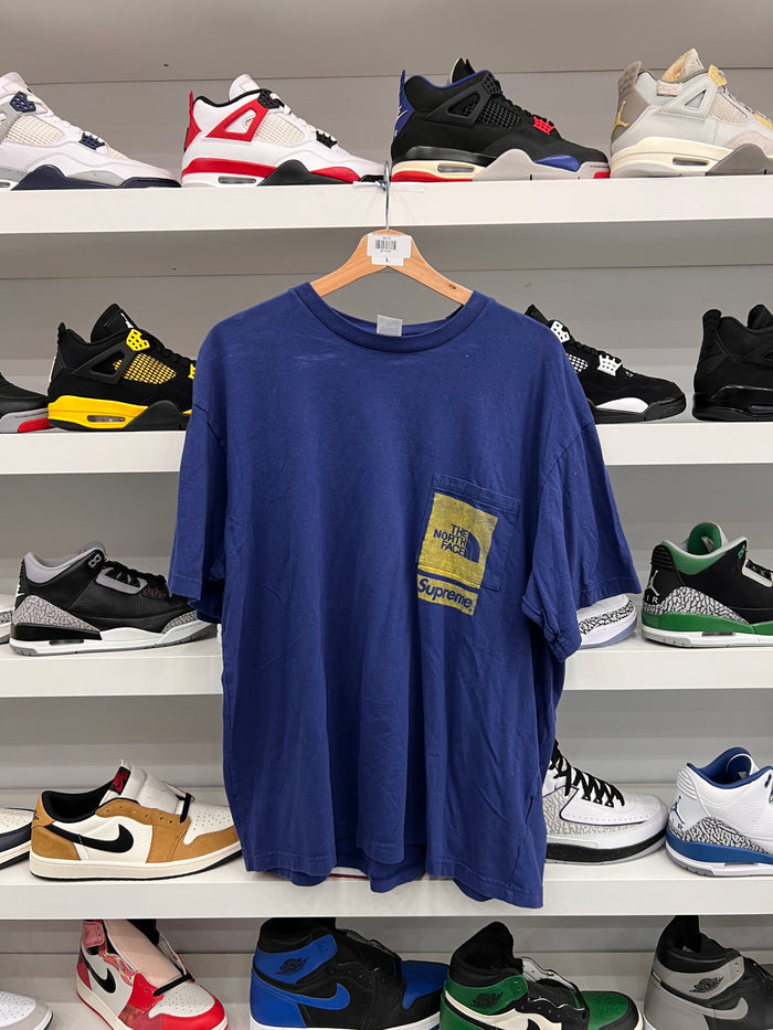 (USED) Supreme x The North Face Printed Pocket Tee Navy