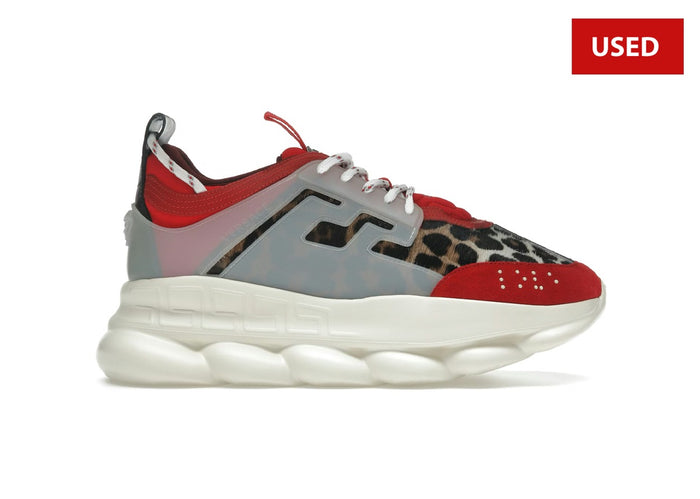 (USED) Versace Chain Reaction 'Red Leopard Print' - Sz 8.5