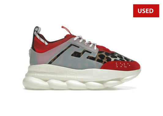 (USED) Versace Chain Reaction 'Red Leopard Print' - Sz 8.5
