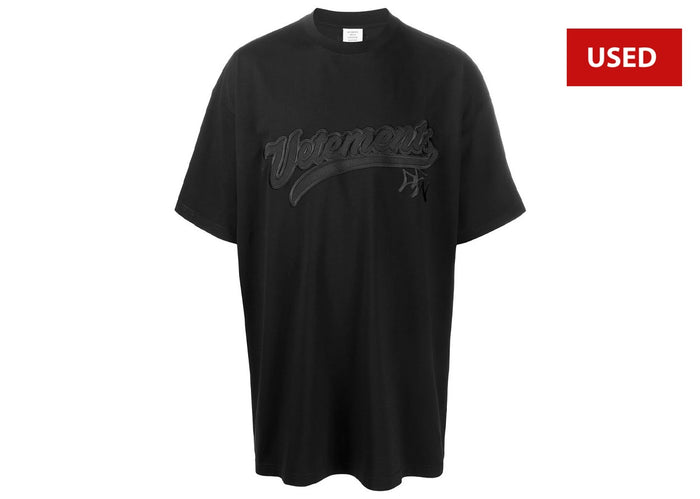 (USED) VETEMENTS Hip Hop Logo Embroidered T-Shirt Black