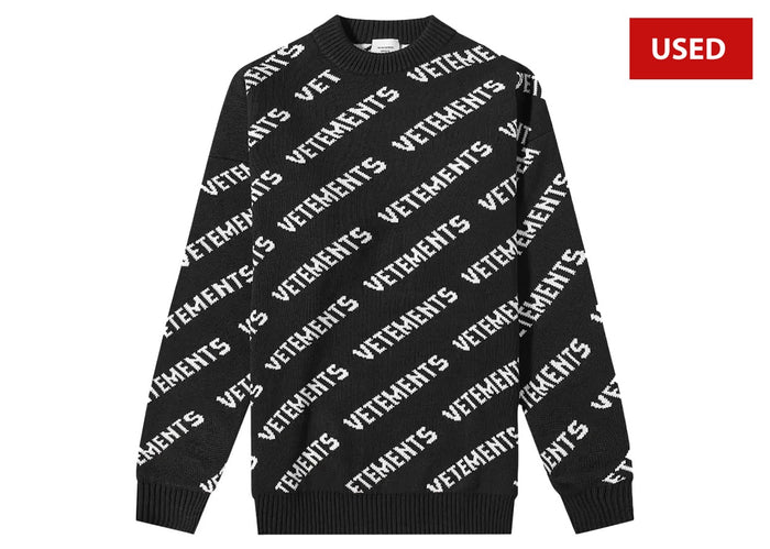 (USED) Vetements Monogram Knitted Sweater 'Black/White'
