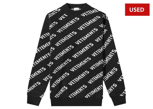 (USED) Vetements Monogram Knitted Sweater 'Black/White'