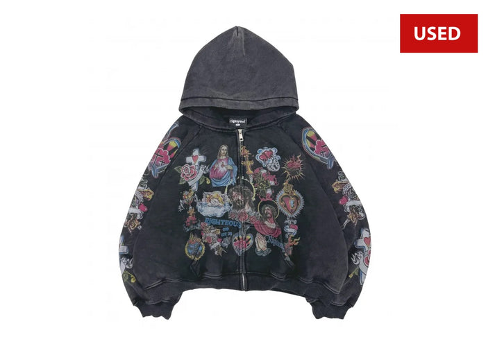 (USED) We Are Righteous Risen King Zip Up Black