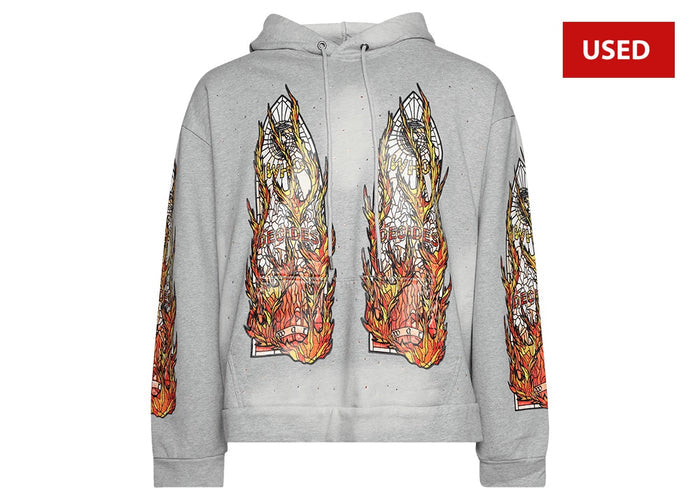 (USED) Who Decides War Flames Glass Hooded Sweatshirt 'Vintage Grey'