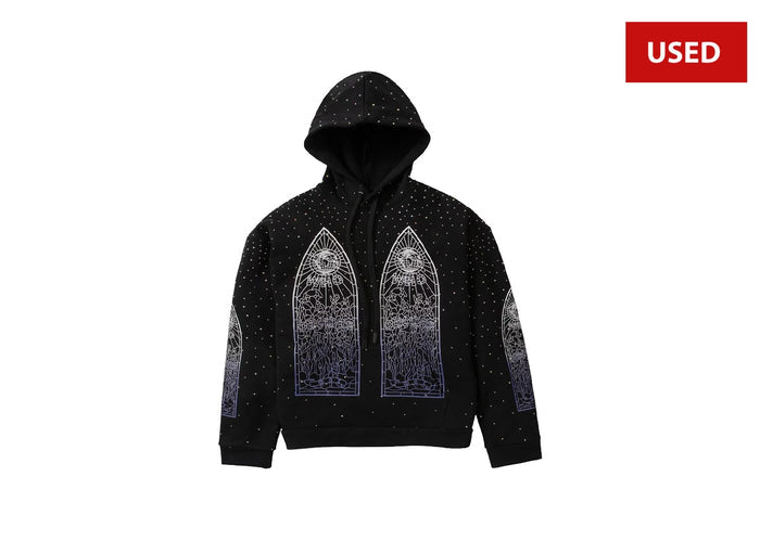 (USED) Who Decides War Rhinestone Hooded Pullover Black