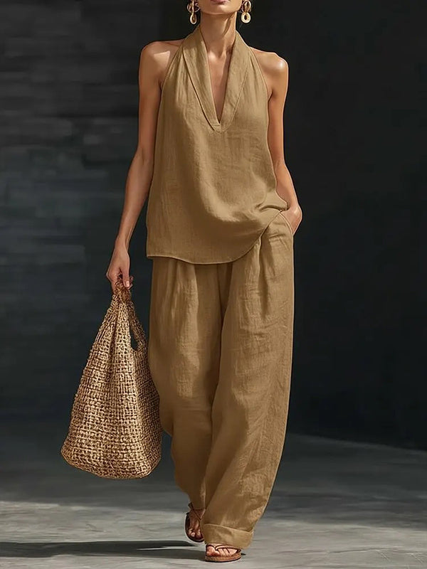 V-Neck Tank Top & Pants Set