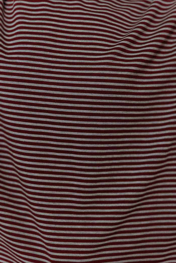 Vernon Long Sleeve Striped Top in Burgundy/Heather Grey