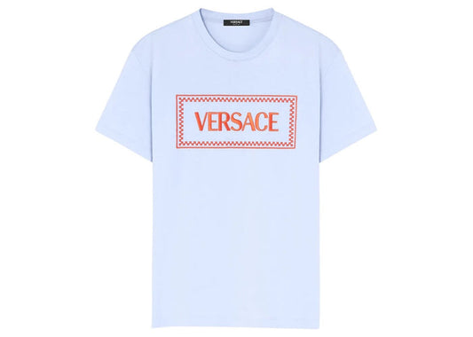 Versace 90s Logo Embroidered T-shirt Blue