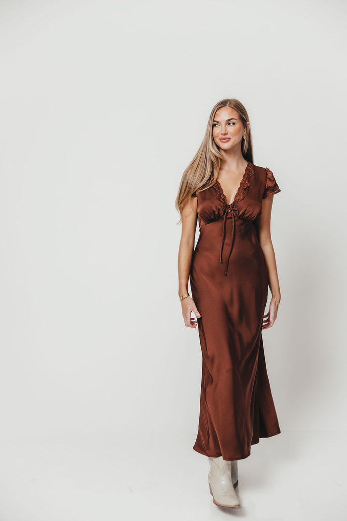 Vivienne Midi Dress in Brown