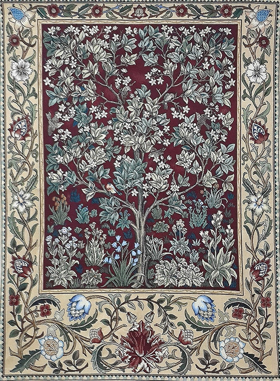 WH-WM-TLRD-1 | WILLIAM MORRIS TREE OF LIFE RED 41 X 55 " INCH WALL HANGING TAPESTRY ART - www.signareusa.com