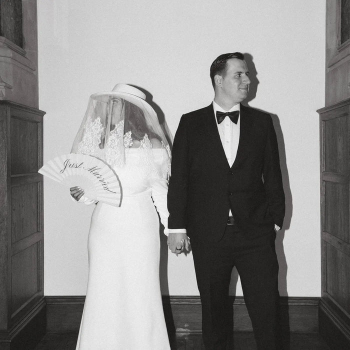 White Bridal Hat with Chantilly Lace Veil