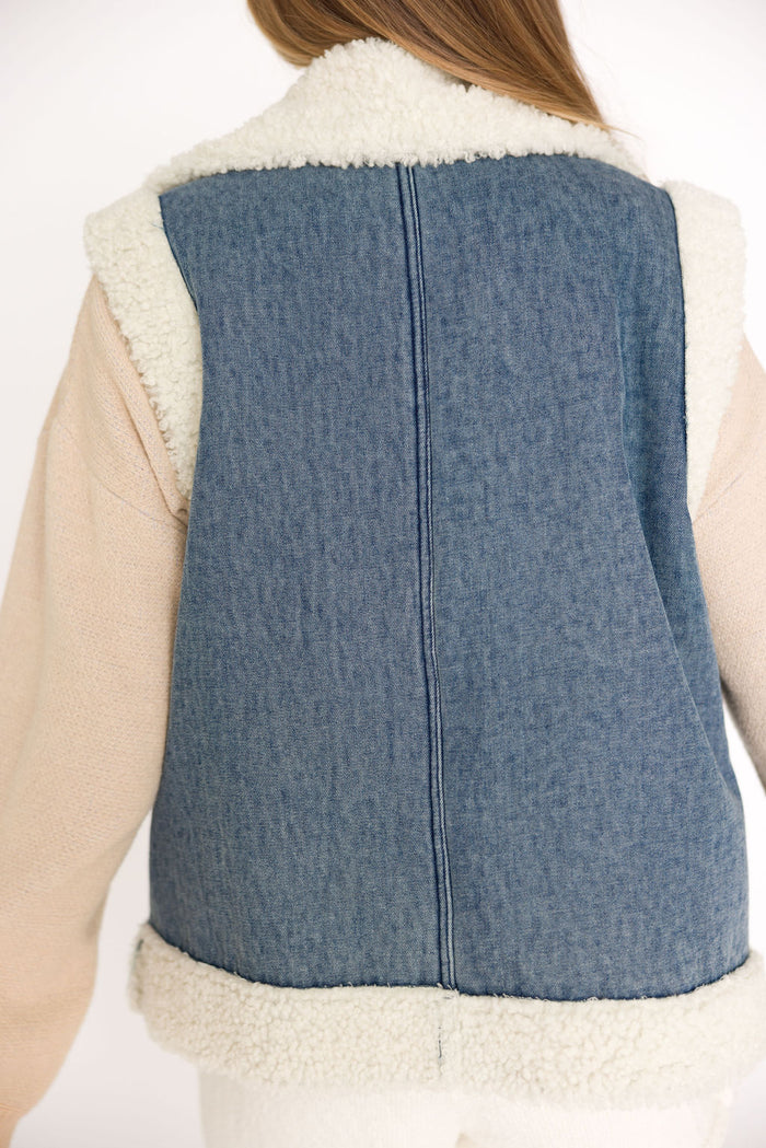 Willa Sherpa Denim Vest *Final-Sale*