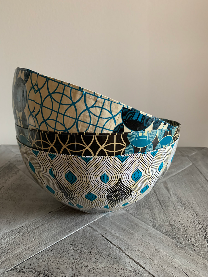 Wola Nani Eyes Round Paper Mache Bowls