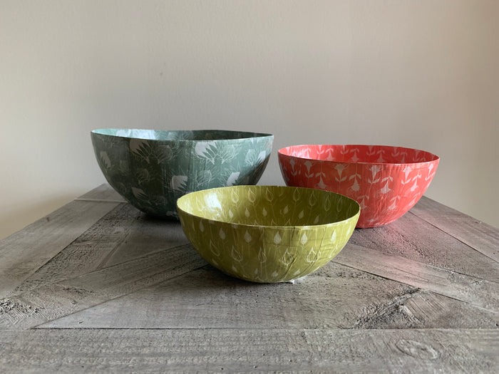 Wola Nani Floral Paper Mache Bowls