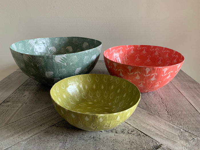 Wola Nani Floral Paper Mache Bowls