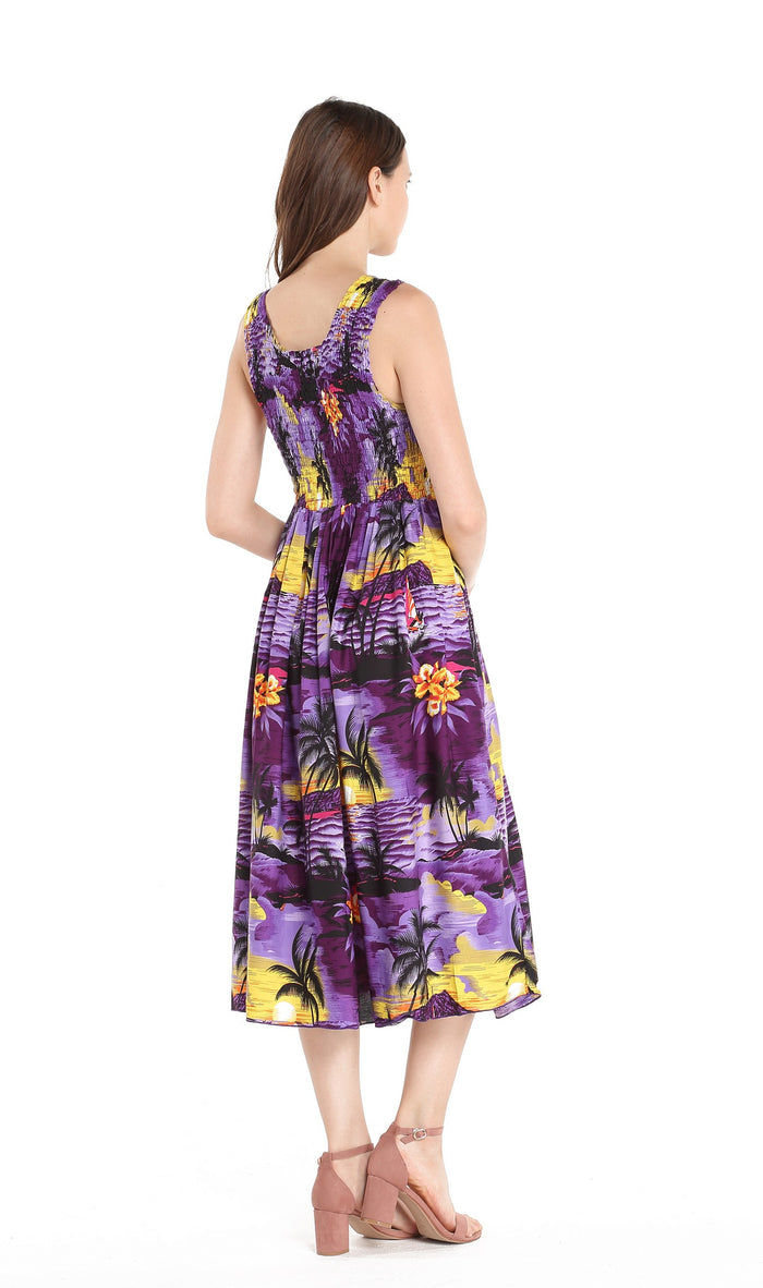 Women's Elastic Tank Dress Sunset Purple
