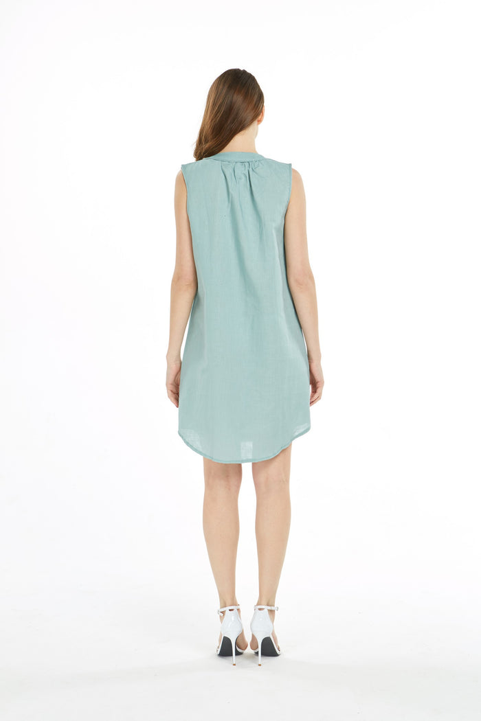 Women's Linen Cotton Tunic Dress Sea Grass