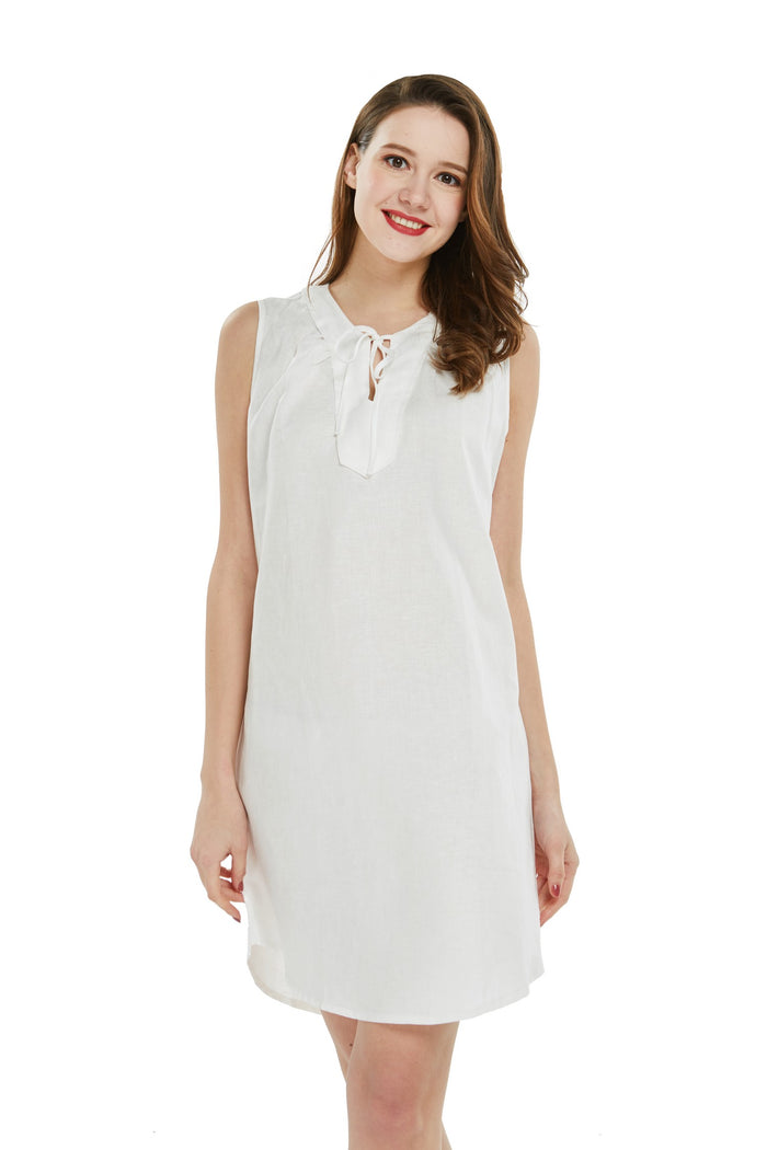 Women's Linen Cotton Tunic Dress Shark Tooth