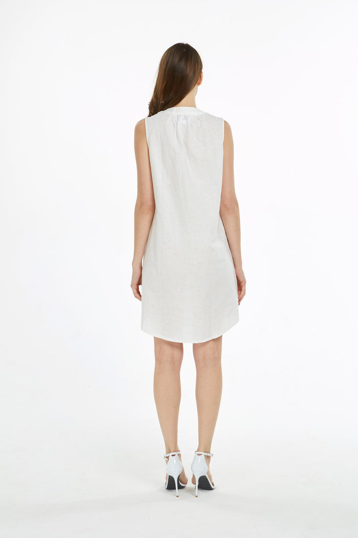 Women's Linen Cotton Tunic Dress Shark Tooth