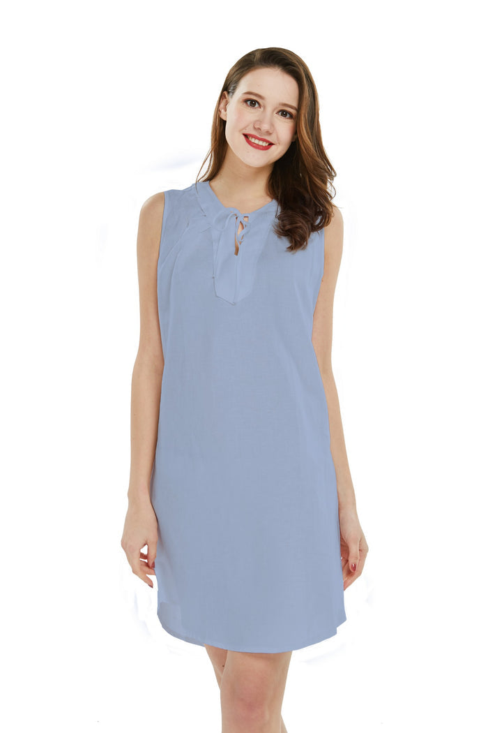 Women's Linen Cotton Tunic Dress Tide Pool