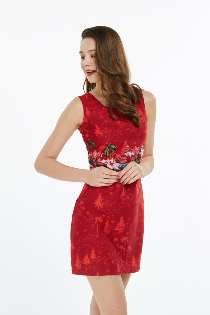 Women's Tank Fit Dress in Cross Santa Red