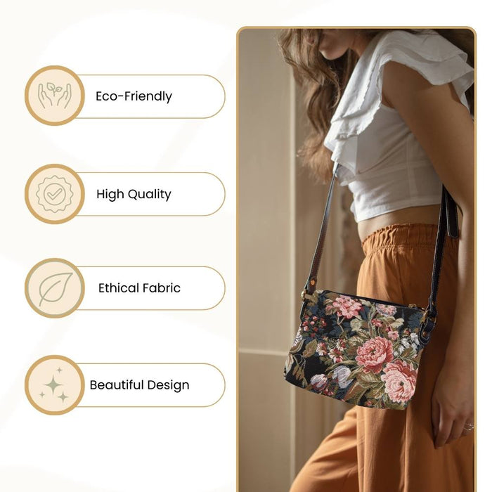 XB02-PEO | PEONY CROSS BODY BAG PURSE HANDBAG
