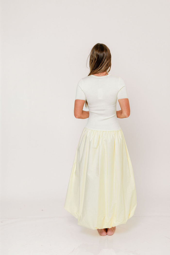 Zaniyah Bubble Skirt Midi Dress in Butter Yellow *Final Sale*