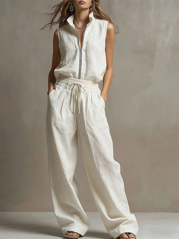 Zip-Front Cargo Vest & Pants Set